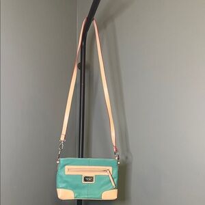 Tignanello Green and Tan Crossbody Bag